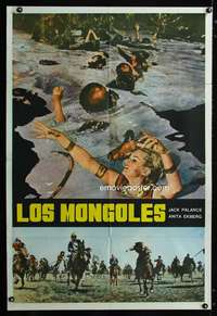 p761 MONGOLS Argentinean movie poster '62 Anita Ekberg sinking!