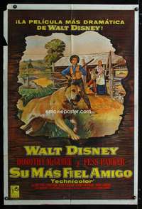p771 OLD YELLER Argentinean movie poster '57 classic Disney canine!
