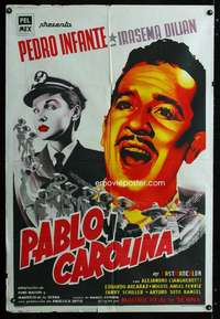 p779 PABLO Y CAROLINA Argentinean movie poster '57 cool artwork!