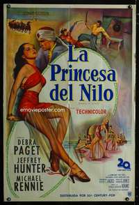 p786 PRINCESS OF THE NILE Argentinean movie poster '54 sexy Paget!
