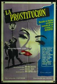 p788 PROSTITUTION Argentinean movie poster '62 sexy bad girl artwork!