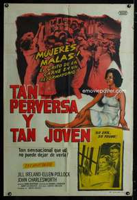 p817 SO EVIL SO YOUNG Argentinean movie poster '61 caged gals w/o men!