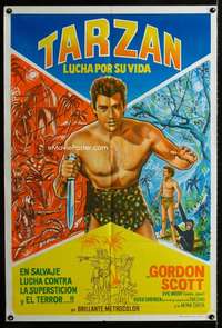 p827 TARZAN'S FIGHT FOR LIFE Argentinean movie poster R60s Scott