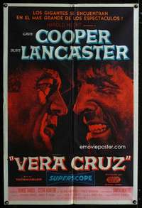 p844 VERA CRUZ Argentinean movie poster '55 Gary Cooper, Lancaster
