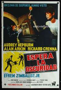 p848 WAIT UNTIL DARK Argentinean movie poster '67 blind Audrey Hepburn!