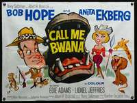 p123 CALL ME BWANA British quad movie poster '63 Bob Hope, Ekberg