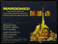 p155 MAROONED British quad movie poster '69 Gregory Peck, Gene Hackman