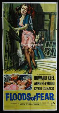 p188 FLOODS OF FEAR English three-sheet movie poster '59 Howard Keel, Heywood