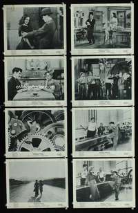s401 MODERN TIMES 8 English Front of House movie lobby cards R50s Charlie Chaplin