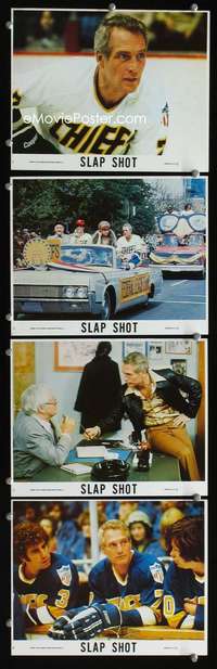 s596 SLAP SHOT 4 8x10 mini movie lobby cards '77 Paul Newman, hockey!