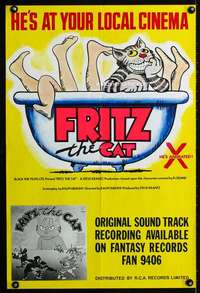 t028 FRITZ THE CAT English double crown movie poster '72 Ralph Bakshi