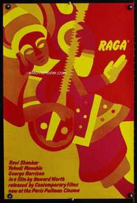 t039 RAGA English double crown movie poster '71 Ravi Shankar
