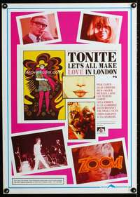 t017 TONITE LET'S ALL MAKE LOVE IN LONDON 20x28 commercial poster '90s Caine, London, psychedelic!