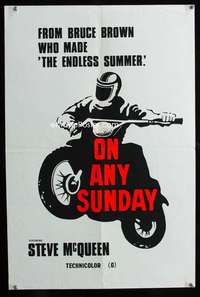 t002 ON ANY SUNDAY New Zealand movie poster '71 McQueen, motorcycles!
