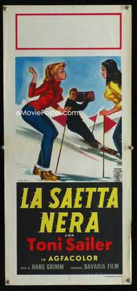v281 DER SCHWARZE BLITZ Italian locandina movie poster '58 skiing!