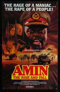 w049 AMIN THE RISE & FALL one-sheet movie poster '81 maniac Idi Amin!