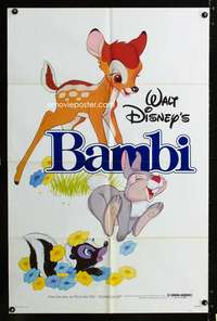 w079 BAMBI one-sheet movie poster R82 Walt Disney cartoon classic!