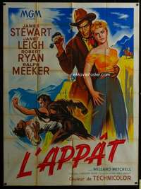 z009 NAKED SPUR French one-panel movie poster '53 Roger Soubie art!