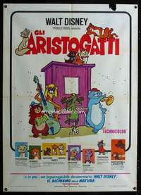 z408 ARISTOCATS Italian one-panel movie poster '71 Disney feline cartoon!