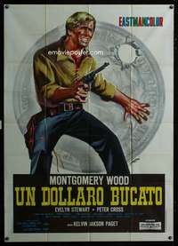z424 BLOOD FOR A SILVER DOLLAR Italian one-panel movie poster '65 Symeoni art