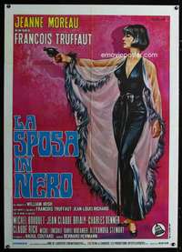 z432 BRIDE WORE BLACK Italian one-panel movie poster '68 Truffaut, Colizzi