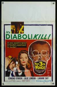 z097 3rd VOICE window card movie poster '60 Edmund O'Brien, it's diabolikill!