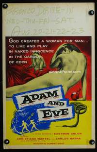 z098 ADAM & EVE window card movie poster '56 sexy Mexican Garden of Eden!