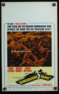 z101 AMBUSH BAY window card movie poster '66 Hugh O'Brian, Mickey Rooney