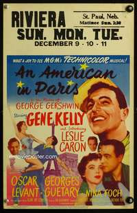 z102 AMERICAN IN PARIS window card movie poster '51 Gene Kelly classic!