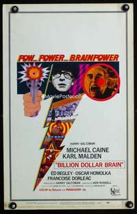 z110 BILLION DOLLAR BRAIN window card movie poster R68 Michael Caine, Malden