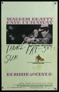 z114 BONNIE & CLYDE window card movie poster '67 Warren Beatty, Faye Dunaway