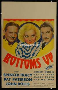 z115 BOTTOMS UP window card movie poster '34 Spencer Tracy, Paterson, Boles