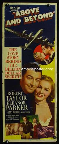 b020 ABOVE & BEYOND insert movie poster '52 Robert Taylor, Parker