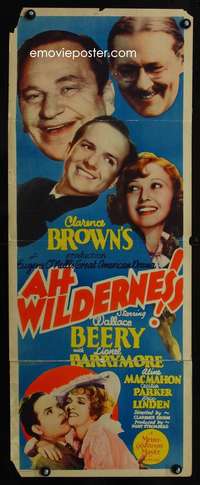 b027 AH WILDERNESS insert movie poster '35 Wallace Beery, Barrymore