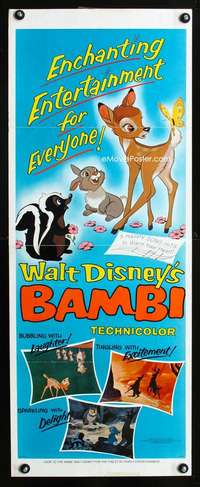 b055 BAMBI insert movie poster R75 Walt Disney cartoon classic!