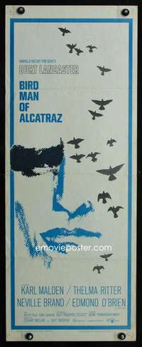 b085 BIRDMAN OF ALCATRAZ insert movie poster '62 Burt Lancaster