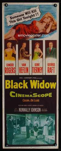 b093 BLACK WIDOW ('54) insert movie poster '54 Ginger Rogers, Gene Tierney