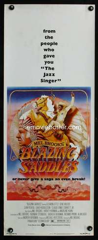 b095 BLAZING SADDLES insert movie poster '74 classic Mel Brooks!