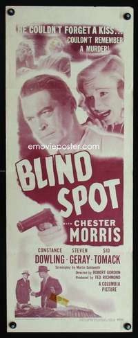 b097 BLIND SPOT insert movie poster '47 Chester Morris, film noir!