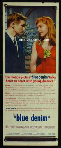 b100 BLUE DENIM insert movie poster '59 Carol Lynley, Brandon DeWilde