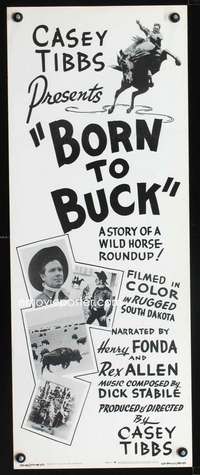 b108 BORN TO BUCK insert movie poster '66 Casey Tibbs, rodeo!