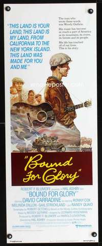 b109 BOUND FOR GLORY insert movie poster '76 Carradine as Guthrie!