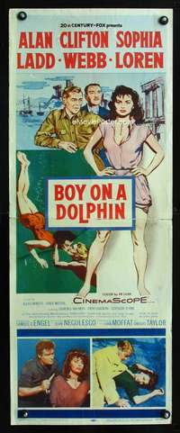 b110 BOY ON A DOLPHIN insert movie poster '57 Alan Ladd, Sophia Loren