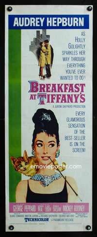 b111 BREAKFAST AT TIFFANY'S insert movie poster '61 Audrey Hepburn