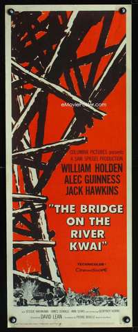 b115 BRIDGE ON THE RIVER KWAI insert movie poster '58 William Holden