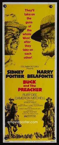 b118 BUCK & THE PREACHER insert movie poster '74 Poitier, Belafonte