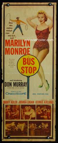 b123 BUS STOP insert movie poster '56 Marilyn Monroe, Don Murray