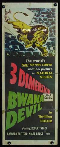 b127 BWANA DEVIL insert movie poster '53 puts a lion in your lap!