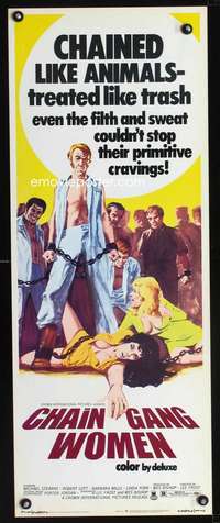 b145 CHAIN GANG WOMEN insert movie poster '71 chained like animals!