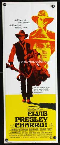 b149 CHARRO insert movie poster '69 different kind of Elvis Presley!
